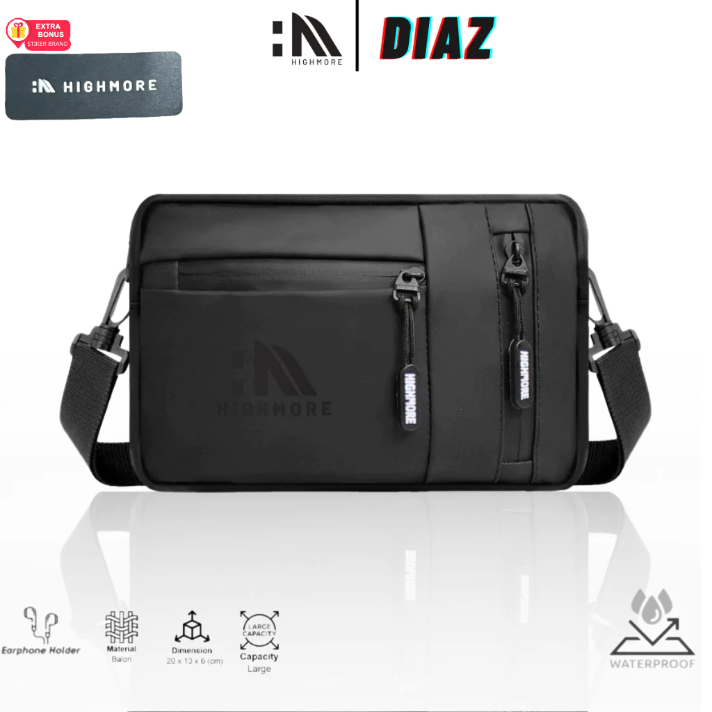 HIGHMORE DIAZ Exclusive Original Tas Selempang Clutch Bag Pria 3in1 Original Hand Bag Waterproof