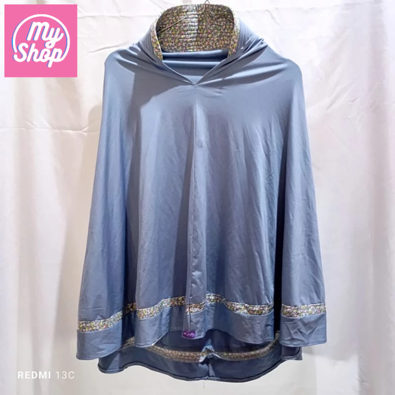 Jilbab bergo biru turkish motif lis bunga