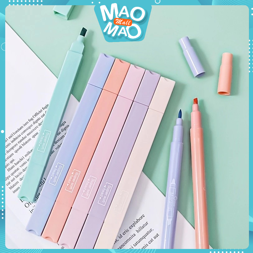 

MAOMAO - 1Set Highlighter Dua Sisi Warna pastel 6 Pcs Spidol Warna Double Side Two head Pen Diary Marker Stationery Lucu Unik Penanda Buku Warna Warni Pena Kepala Ganda Ujung Lembut
