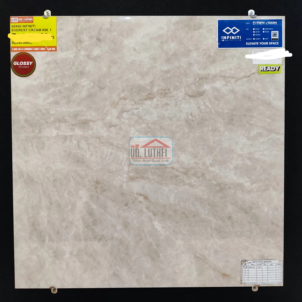 Granit Lantai Halus Glazed Polish 60x60 Infiniti Everest Cream - Granit Motif Marmer Jepara