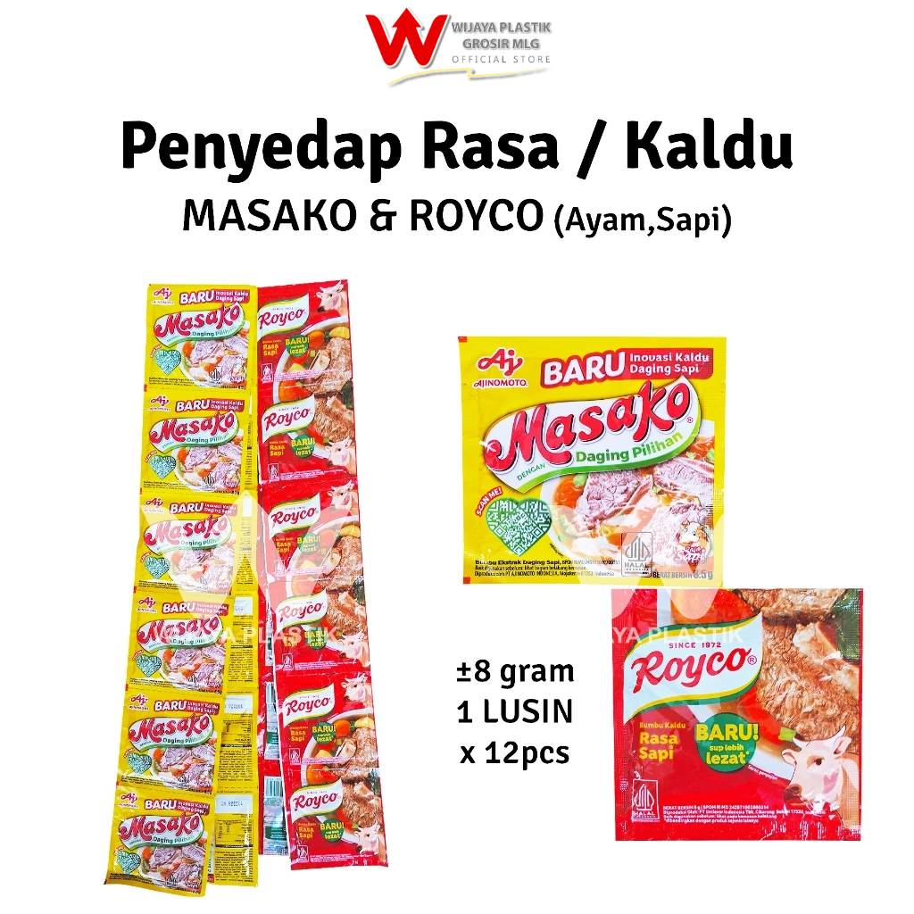 

[LUSIN] Kaldu Ayam & Sapi Sachet [ROYCO MASAKO] --- 8 gram 12 pcs @LUSIN | bumbu penyedap rasa micin msg halal ekonomis murah lusin