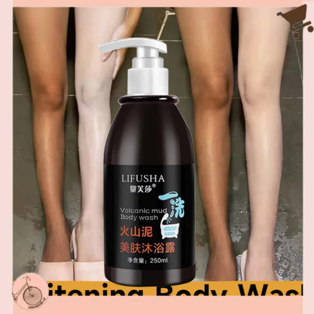 LIFUSHA Body Wash Lumpur Vulkanik Whitening Anti-Aging Mud Cleansing Pemutih Kulit 250ml - BB056