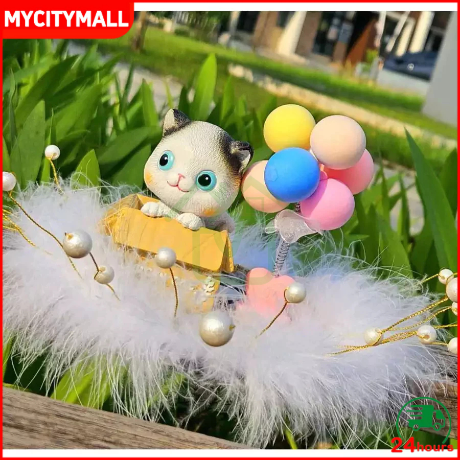 [ Paket Komplit ] Aksesoris Mobil Kucing Lucu Kepala Goyang Parfum Pajangan Mobil Lucu Estetik Free