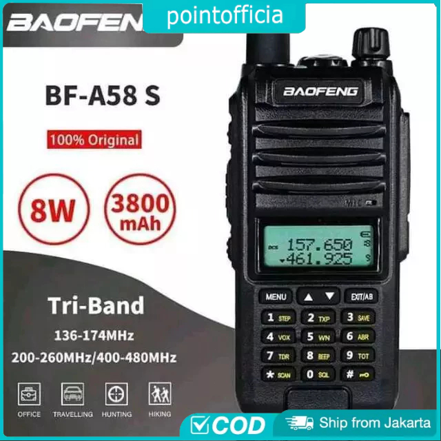 【100%Ori】HT Baofeng A58S Walkie Talkie Dual Band UHF/VHF 2800mAh 8W Jarak Jauh 15KM Waterproof Mini