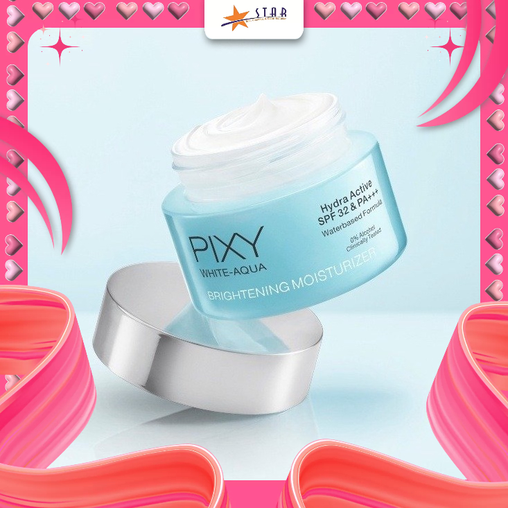 * STAR * Pixy White Aqua Brightening Moisturizer 18g | Pelembab Wajah / Pelembap / Gel / Krim Pagi