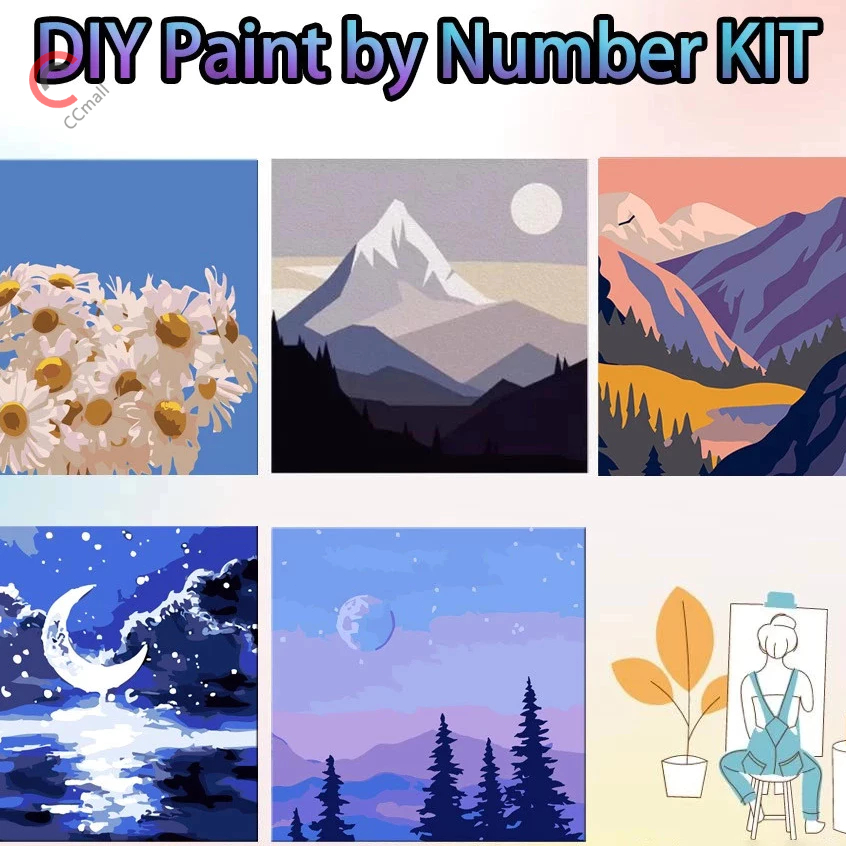 

【 Ready stock-COD 】DIY Painting Kit 20x20cm Nature Series / Aesthetic Canvas Paint Kit Digital