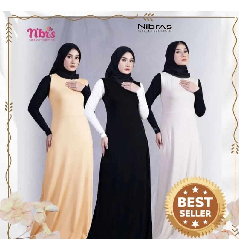 Inner Spandex Lengan Pendek hitam | Inner Polos Spandek Hitam | Dalaman/Inner Gamis Premium Bahan Vi