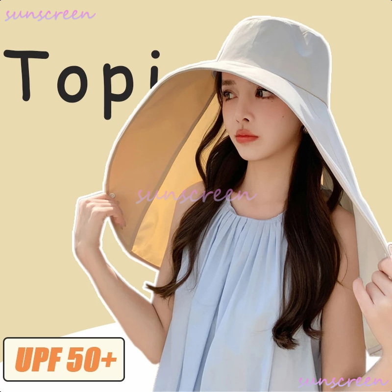 Topi wanita kekinian import Topi umroh Topi anti uv wanita hijab Topi matahari Topi uv protection To