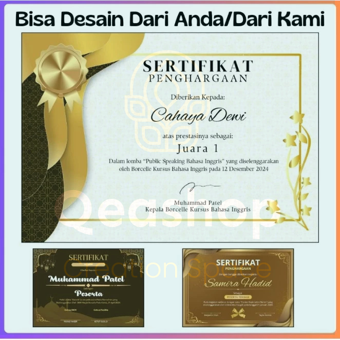 piagam sertifikat custom pernghargaan atw giagam kelulusan piagam wisuda