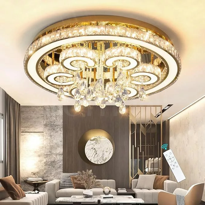 Lampu Gantung k9 Kristal Besar Emas 80cm Ruang Tamu Lampu Kristal Gantung Orbicular Modern Mewah