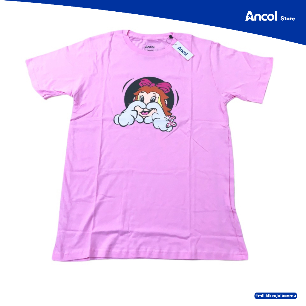 Ancol Baju Kaos Dewasa Karakter Dufan Love Pink | Official Merchandise