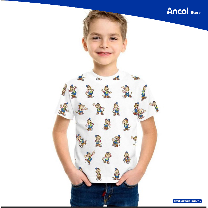 Ancol Baju Kaos Anak Dufan Full Print Putih | Official Merchandise