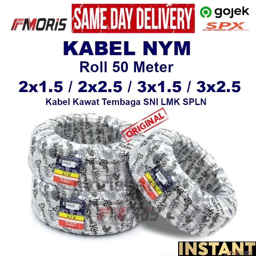 [Instant] ETERNA Kabel Listrik Kawat NYM Roll 50m Original Sameday