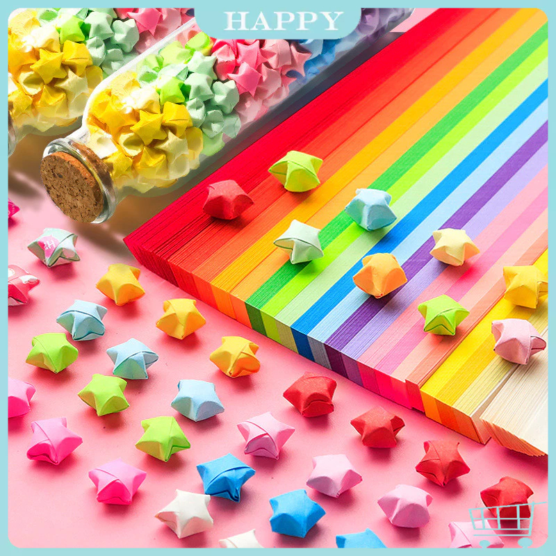 

Ready 540pcs Kertas Origami Bintang/Warna Origami Star Paper Motif Bintang/DIY Kertas Bintang Warna Warni/23 Jenis Strip Origami Bintang