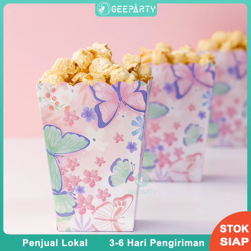 6 Pcs Hadiah Kotak Permen Popcorn Kupu-kupu Ungu Merah Muda Ungu Untuk Dekorasi Pesta Ulang Tahun An