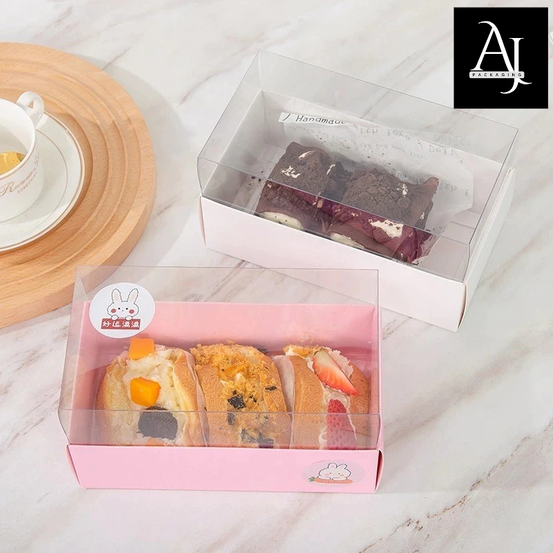 [Satuan] Box Premium Transparan Mika Cake Roll Cromboloni / Box Kue Bolu Gulung Cake Mika Transparan