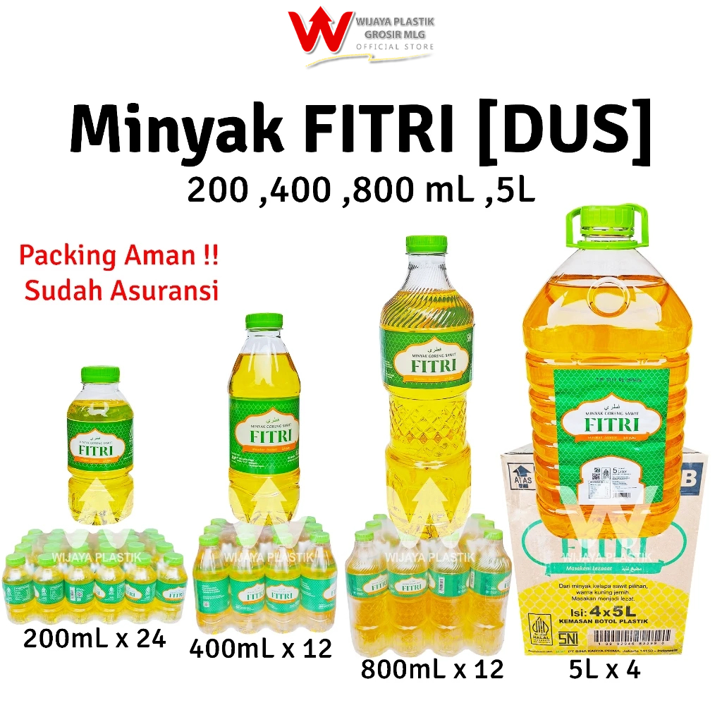 

[GROSIR 1 DUS] Minyak BOTOL [FITRI] 200ml 400ml 800ml 5L --- 4 12 24 @DUS | 200 400 800 ml 5 liter lt L fitri bening goreng kelapa sawit murah DUS