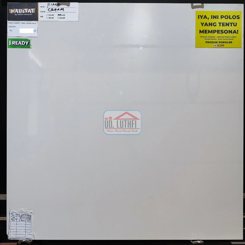 Keramik Lantai Halus 50x50 Habitat Piano Cream - Keramik Cream Polos Jepara