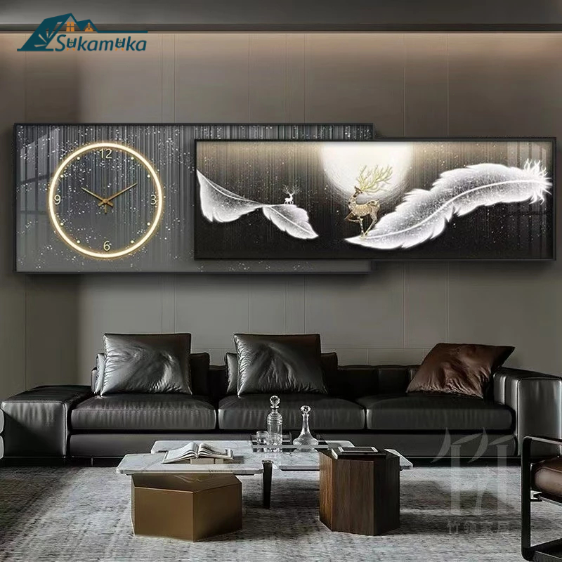 Jam Dinding Besar Mewah Aesthetic 115cm Lampu Hias Dinding Ruang Tamu Jam Dinding Nordic Modern Luki