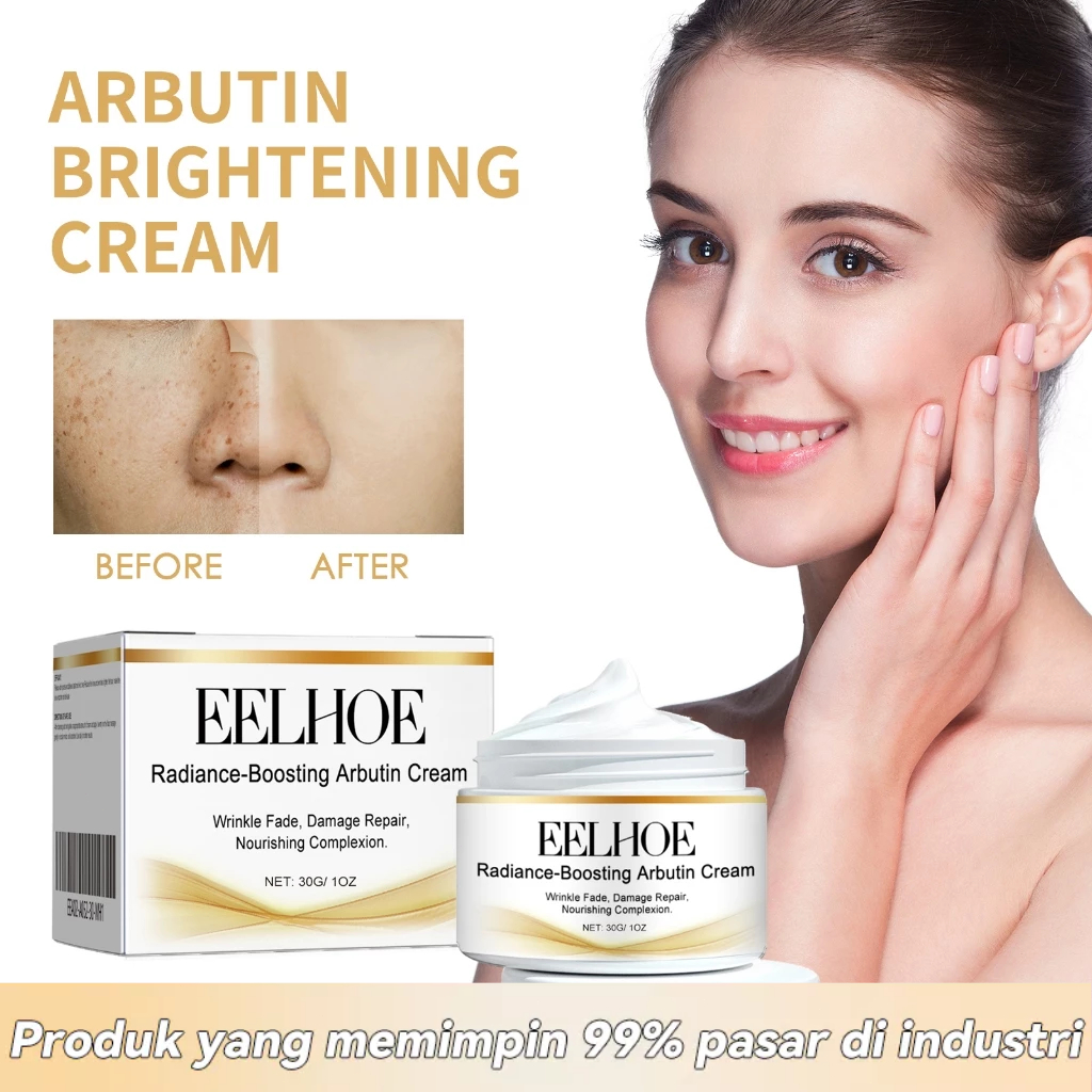 EELHOE Arbutin Krim Wajah Pencerah Kulit - Menghilangkan Flek Hitam, Melasma & Noda Gelap | Krim Mel