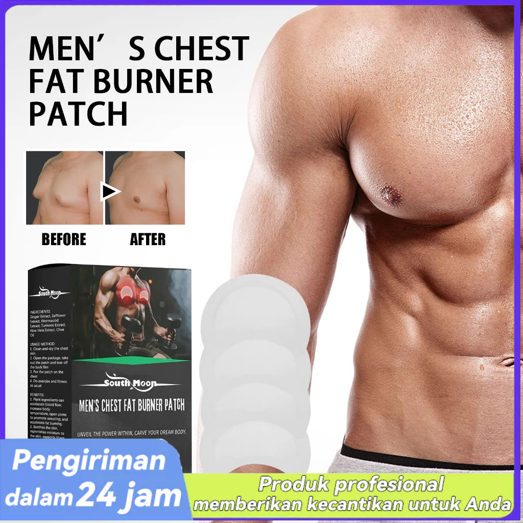 South Moon Patch Perawatan Dada Pria Anti Kendur - Kencangkan & Pijat Otot Dada, 4 Koyo/Pack (Pemben