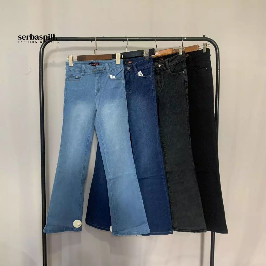 V2 Vivo Jeans - Celana Cutbray Wanita Panjang Soft Jeans Stretch Polos Premium