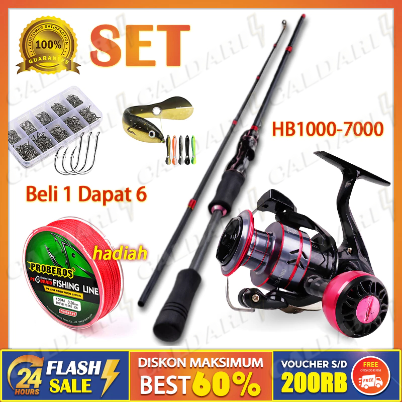 DAIWA Set joran pancing carbon pancing daido komplit siap pakai Ultralight Set Spinning Rod Reel Com
