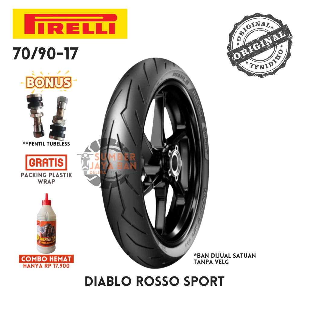 Pirelli Diablo Rosso Sport 70/90-17 Ring 17 70/90 Tubeless Tubbles