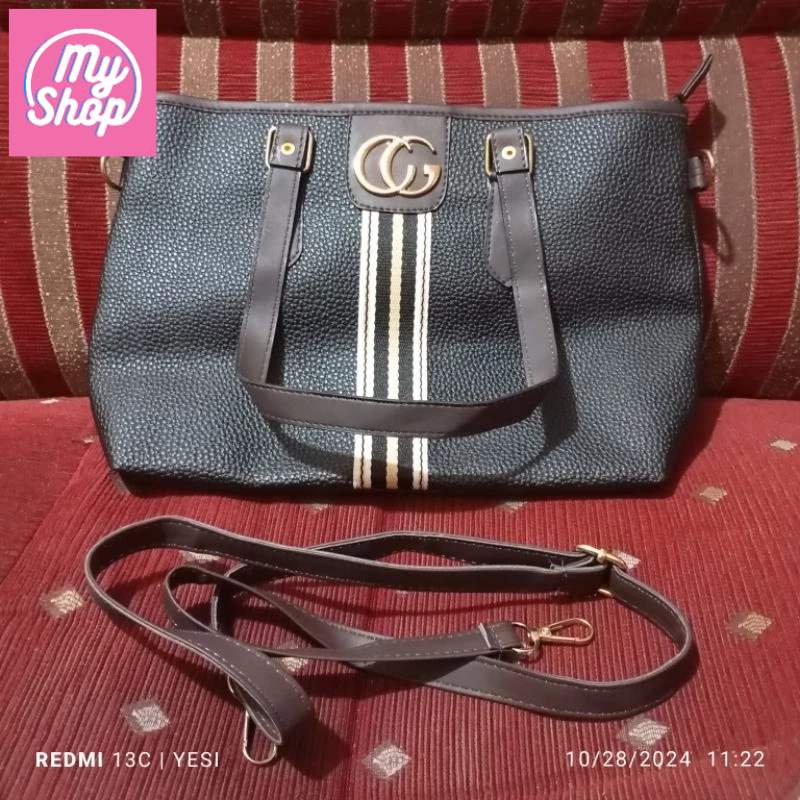 Tas wanita totebag warna hitam coklat