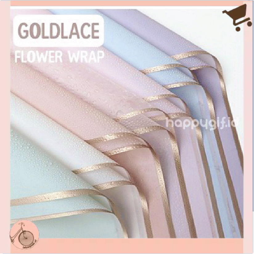 

Flower Wrap Kertas Bunga Waterproof Flower Wrapping Gold Lace 60 x 60 cm