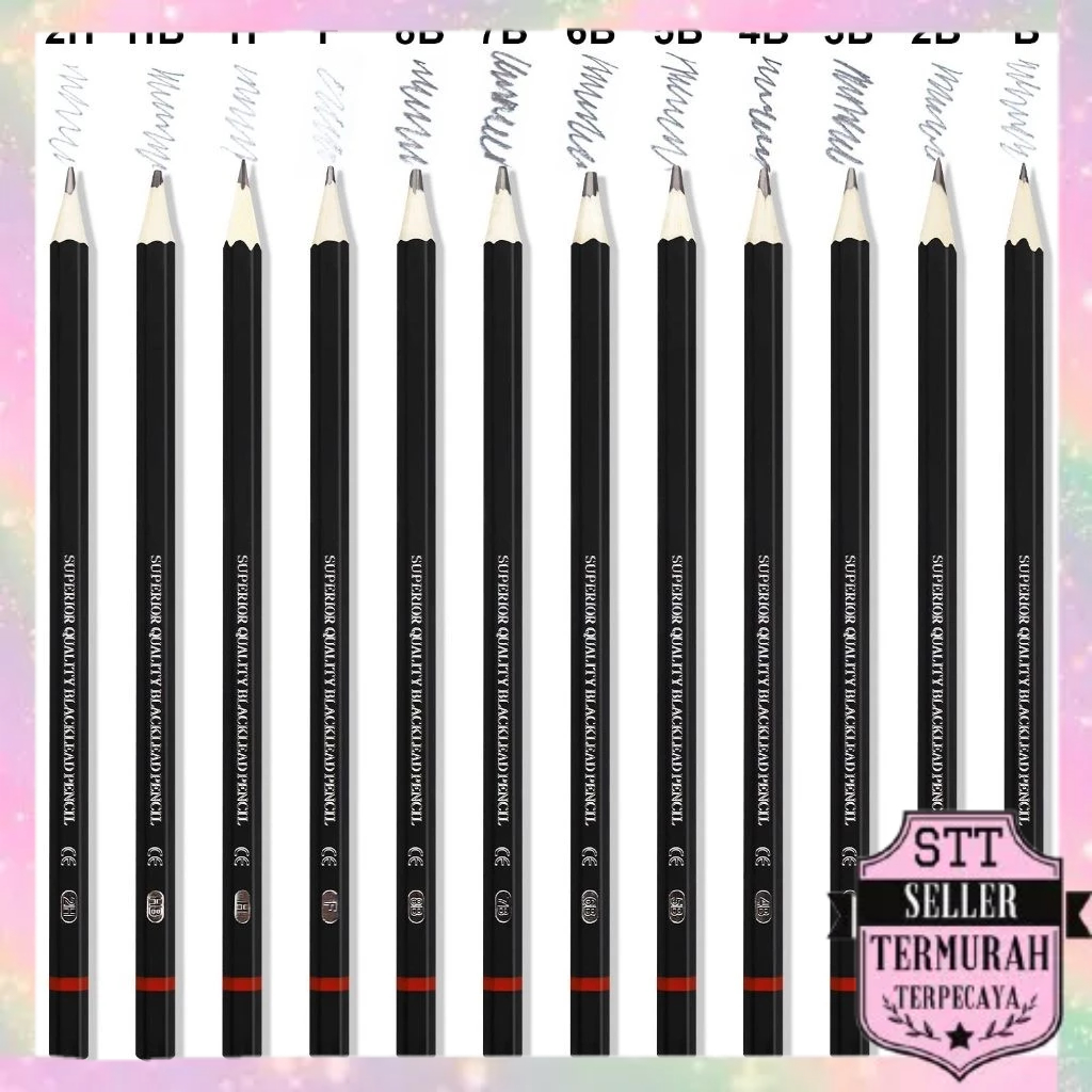 

Ay00! STT 12 pcs Pensil Gambar Sketsa Set Lengkap 2H H F B HB 2B 3B 4B 5B 6B 7B 8B Charcoal Pencils