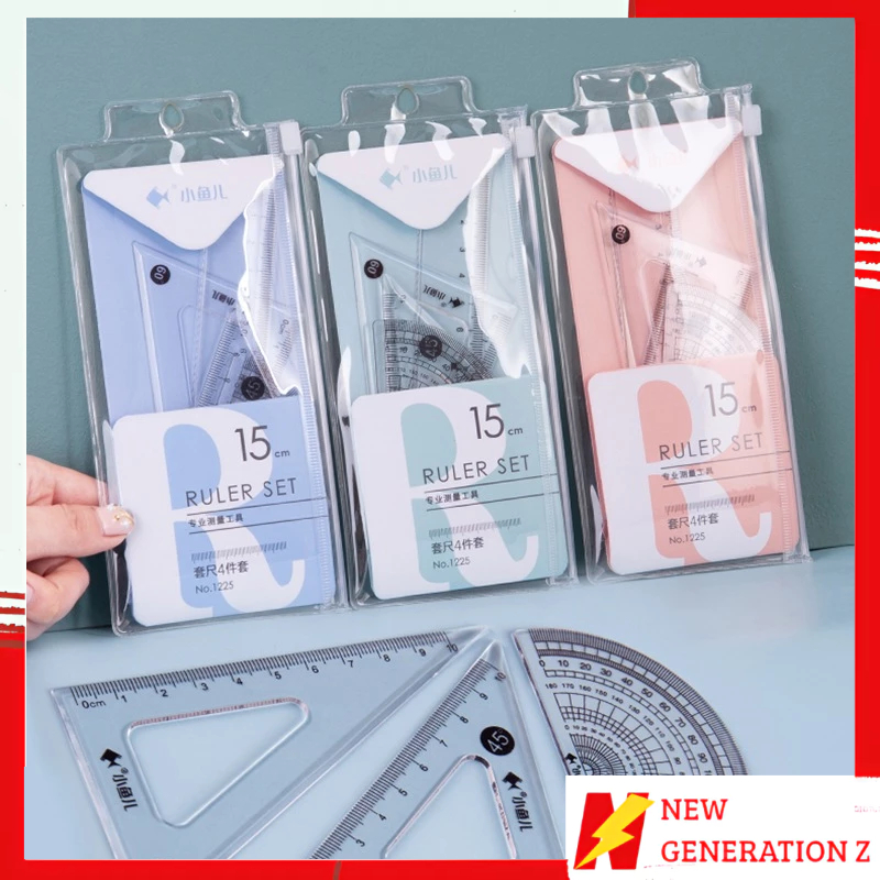 

NGZ Penggaris Set 4IN1 15Cm Penggaris Bening Sekolah Isi 4Pcs Lucu Ruller Set Transparant Perlengkapan Sekolah Menggambar Pelajar Mahasiswa Motif Polos Kemasan Ziplock