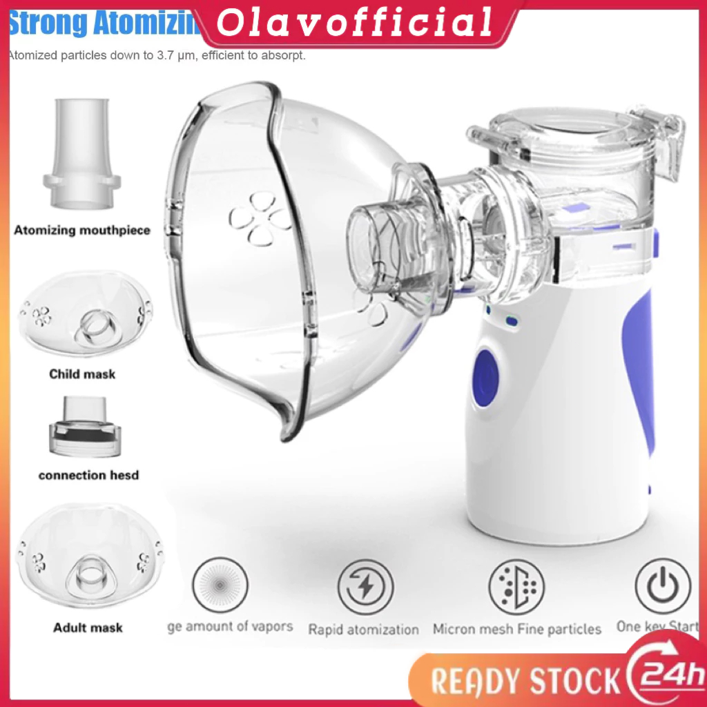 【COD】Mini Portable Mesh Nebulizer Murah Alat Terapi Bantu Pernapasan Asma Inhaler Inhalasi
