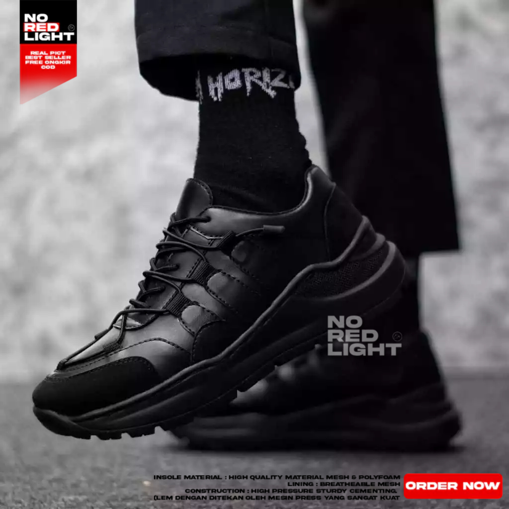 Sepatu Pria Sneakers Full Black Ukuran Besar