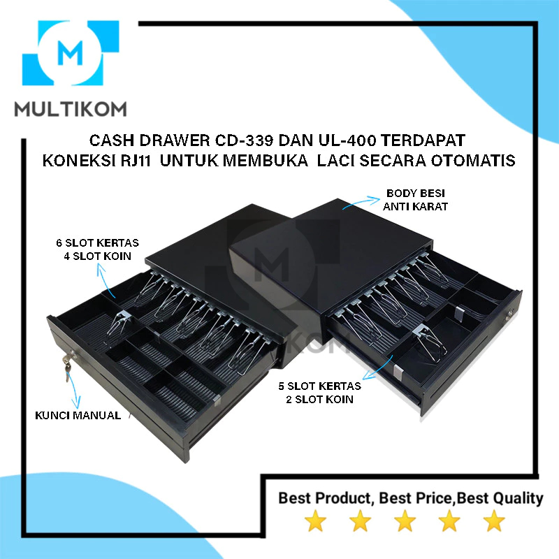 CASH DRAWER CD-339 DAN UL-400 RJ11 Laci Uang Kasir Toko Anti Karat Otomatis /Manual