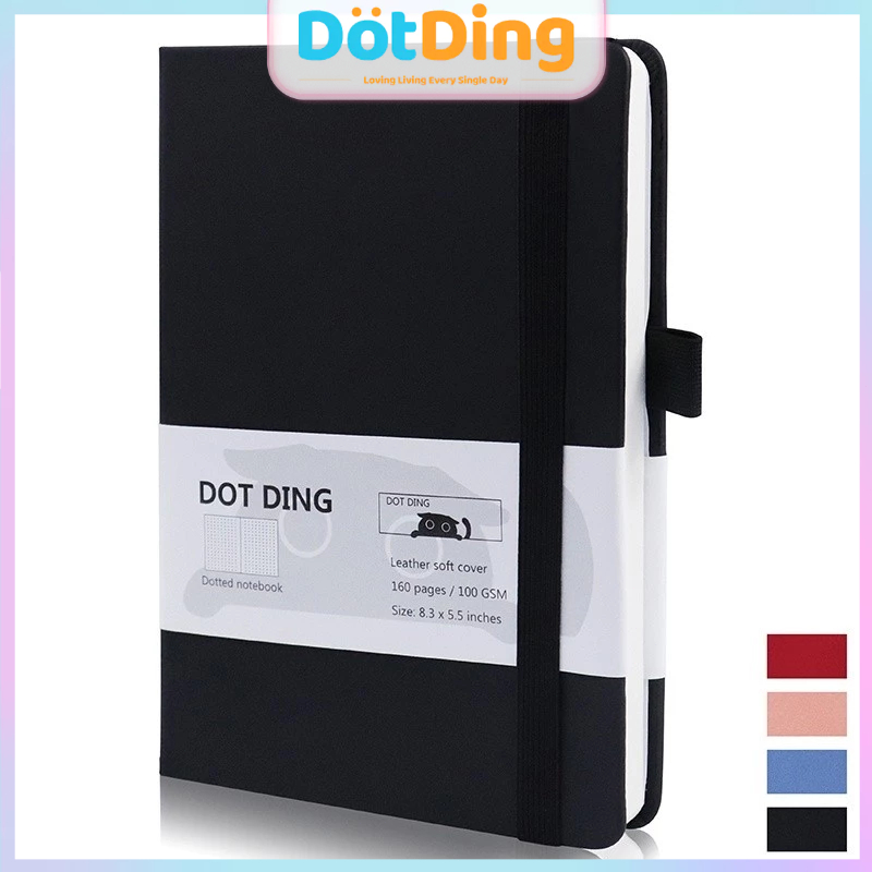 

[DOTDING] ‌Buku Catatan Dot Grid A5 Sampul Kulit Lembut - 160 Halaman Kertas 100GSM Anti Sobek Desain Minimalis Siswa/A5 Dotted Notebook Cloth hardcover Bullet Journal Bujo Planner 80 Sheets 100 GSM paper Stationery A314