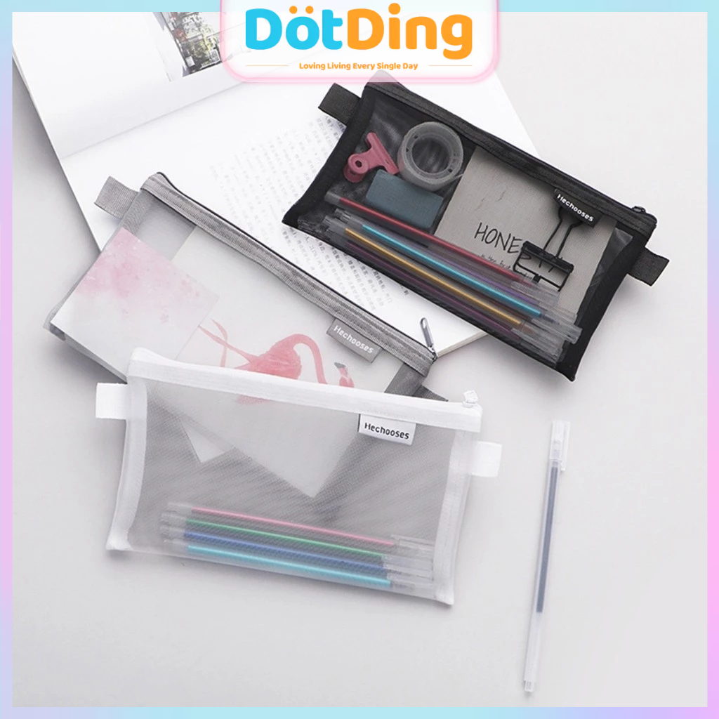 

[DOTDING] Tempat Pensil Jaring Transparan Aesthetic - Kotak Pensil Debu dengan Desain Ringan untuk Siswa/Kerja Q037