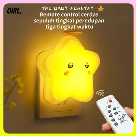 BESTPROMO LAMPU TIDUR KECIL DENGAN REMOTE CONTROL BINTANG LIMA, LAMPU TIDUR KARTUN, LAMPU SAMPING