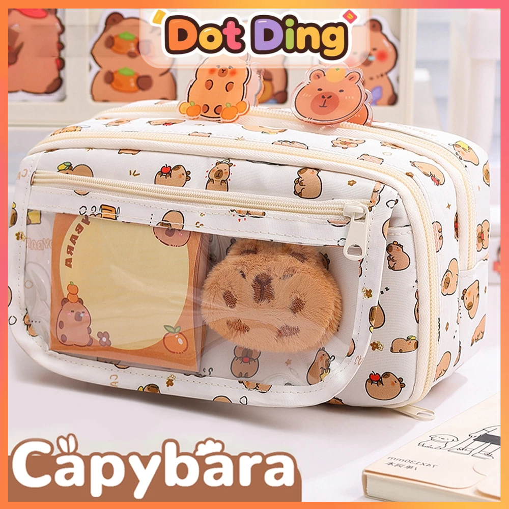 

[DOTDING] Tempat Pencil Siswa Tas Pensil kapasitas besar - Free Brooch Sticker Set Model Minimalis Korea H436