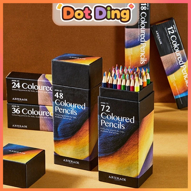 

[DOTDING] Paket Pelajar Ekonomis - 12/18/24/36/48/72 Warna Pensil Minyak Anti Patah dengan kotak Organizer H311