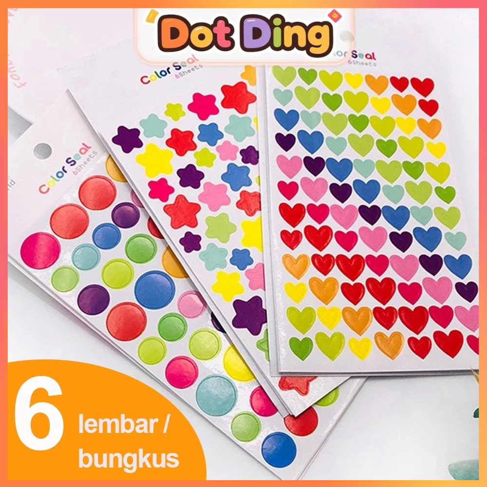 

[DOTDING] ‌Paket Stiker Lucu 6 Lembar Motif Bintang Cinta Bulat Kertas Premium Cocok untuk Planner & Alat Tulis Anak L006