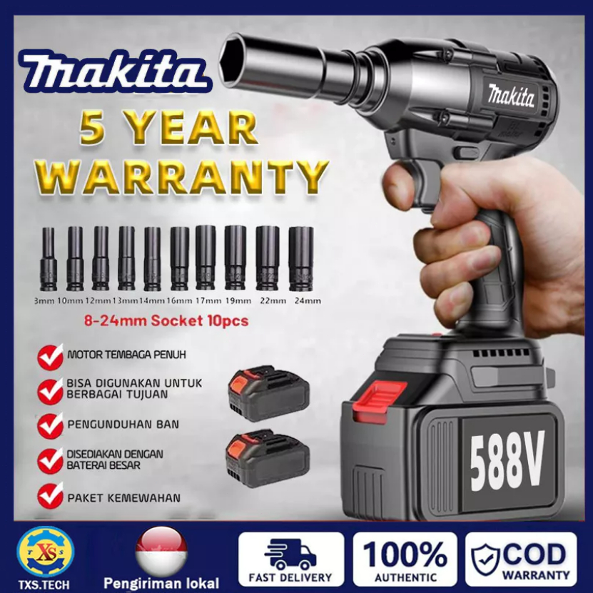 Garansi 5thImpact Baterai 588V 520NM 1/2 inch Cordless Impact wrench impek baterai Impact Baut CVT