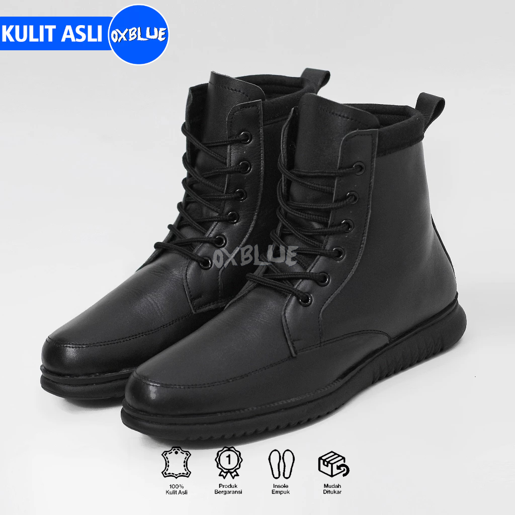DECO - Sepatu Pantofel Pria Tinggi Boots Kulit Asli