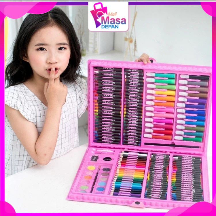 

MMD Drawing Set 168Pcs Oil Pastel Crayon 168 IN 1 Set Krayon Mewarnai dan Melukis Lengkap dengan Cat Air Alat Mewarnai Anak Anak Bentuk Koper