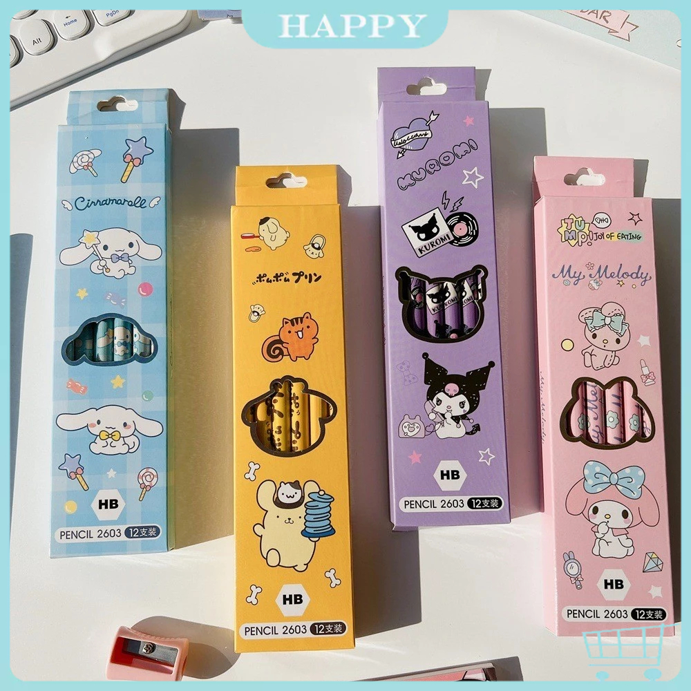

Ready 12pcs Pensil 2B HB Karakter / Pencil Kayu 2B HB Fancy Kartun Lucu/SANRIO KUROMI MELODY CINNAMON