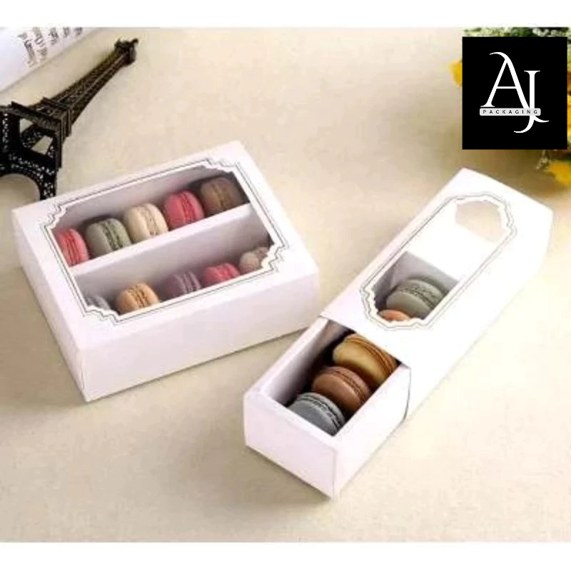 

[Satuan] Box karton macaroon/ Box wadah makaron isi 5/10 putih/coklat