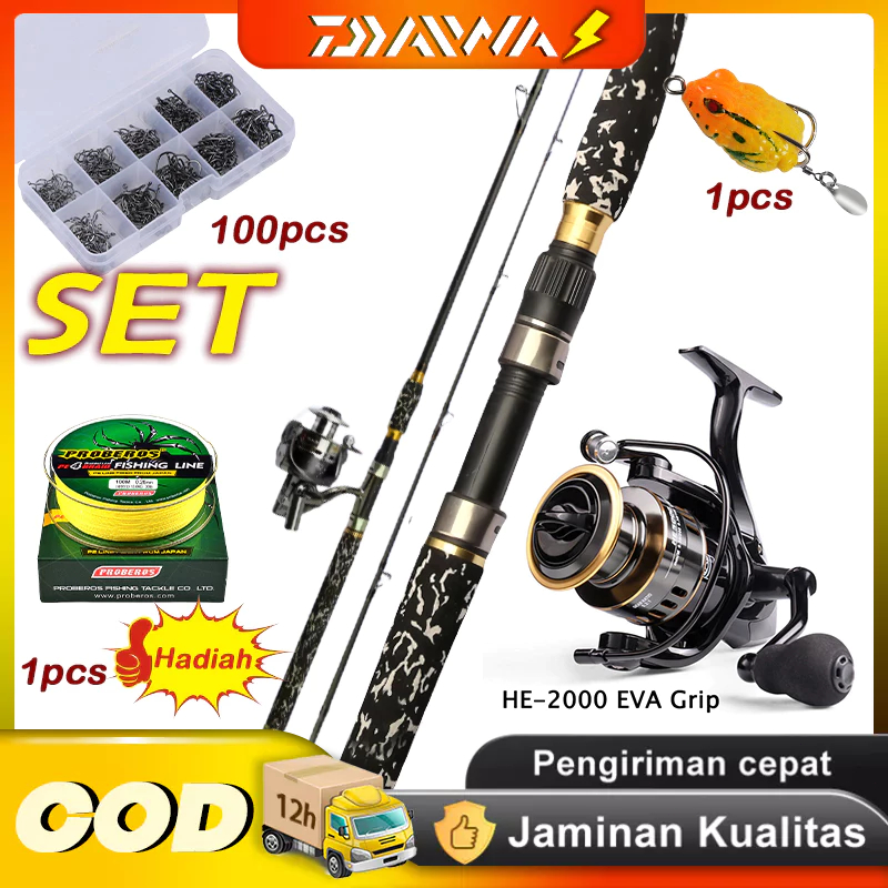 Set Pancing Murah Kuat Power Pancing 1.8M/2.1M/2.4M Joran Pancing Murah Reel Pancing Gulungan Gulung