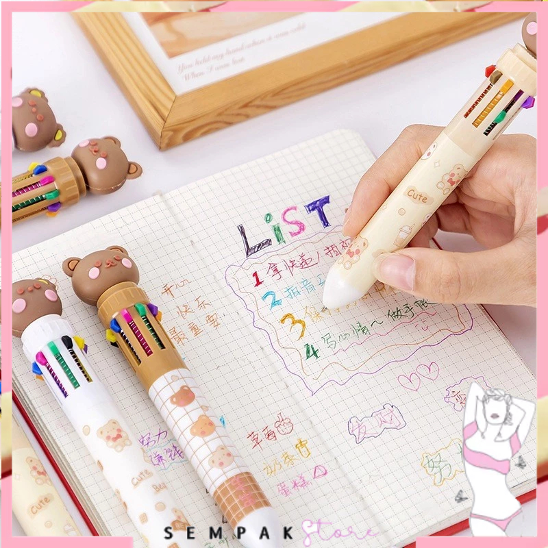 

SS Pena 10 Warna Karakter Bear - Pulpen Gel Warna Warni Untuk Sekolah dan Kantor