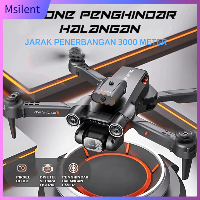 [COD]Smart Drone P12 PRO Drone Obstacle Avoidance + 4K HD Dual Camera wide angle height keep RC dron