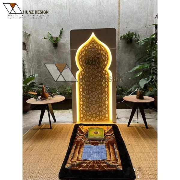 Dekorasi mushola rumah/partisi mushola rumah/petunjuk kiblat/arah kiblat/hiasan mushola rumah/mihrab